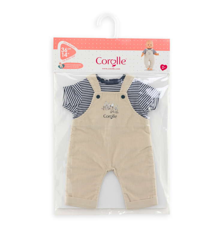 T-Shirt et Salopette Écru Bords de Loire pour poupon 36 cm