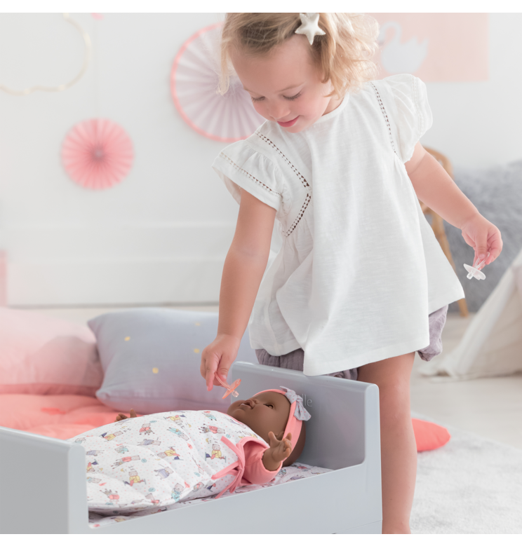 Couffin Tressé Peluche Rose et Tétines