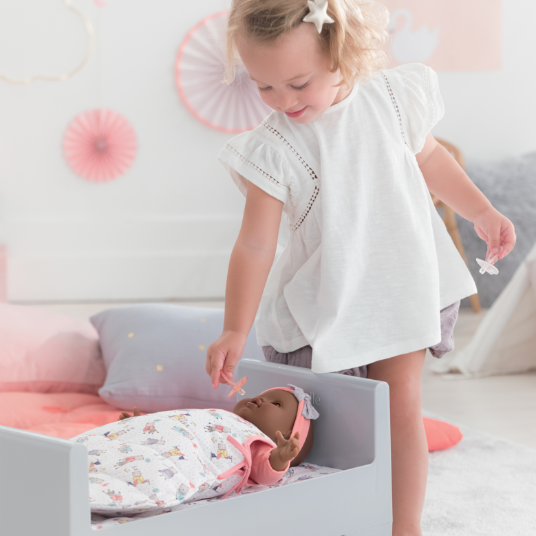 Couffin Tressé Peluche Rose et Tétines