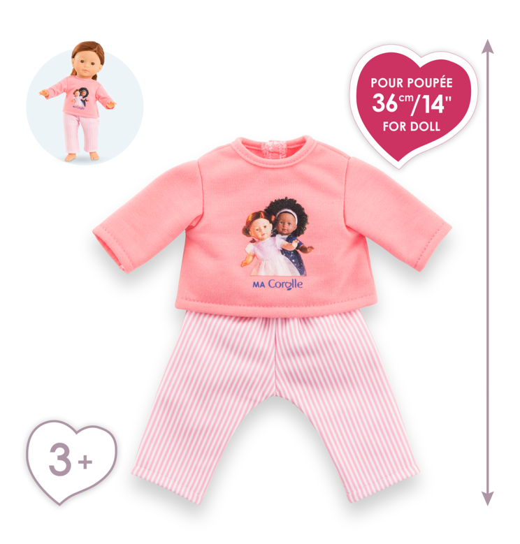 Pyjama Rose 2 pièces pour poupée ma Corolle