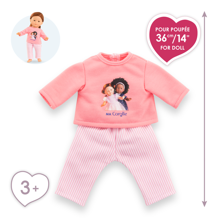 Pyjama Rose 2 pièces pour poupée ma Corolle
