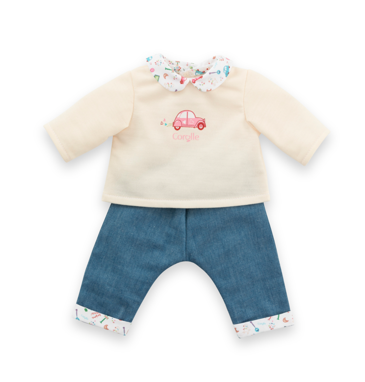 T-Shirt Manches Longues et Jean Week-end à Paris pour poupon 30 cm