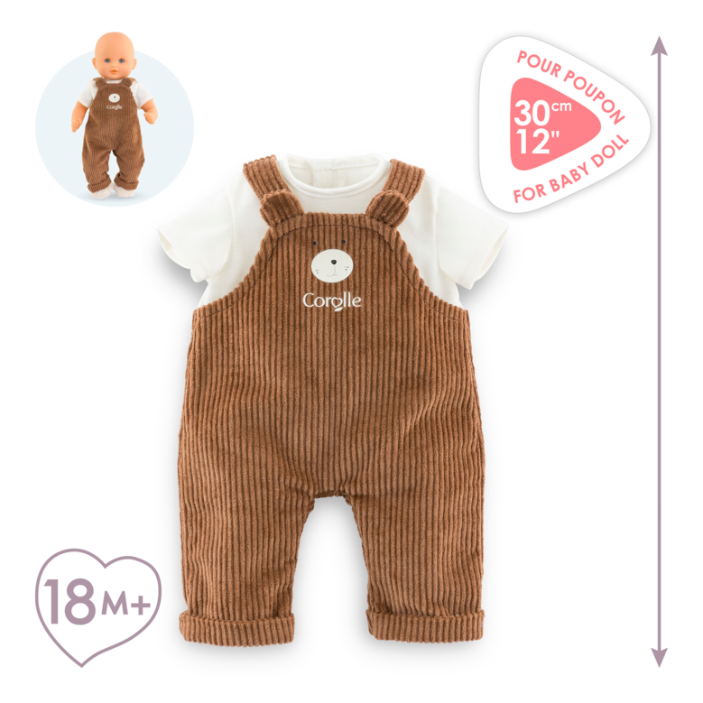 T-Shirt & Salopette Ours Petit Explorateur pour poupon 30 cm