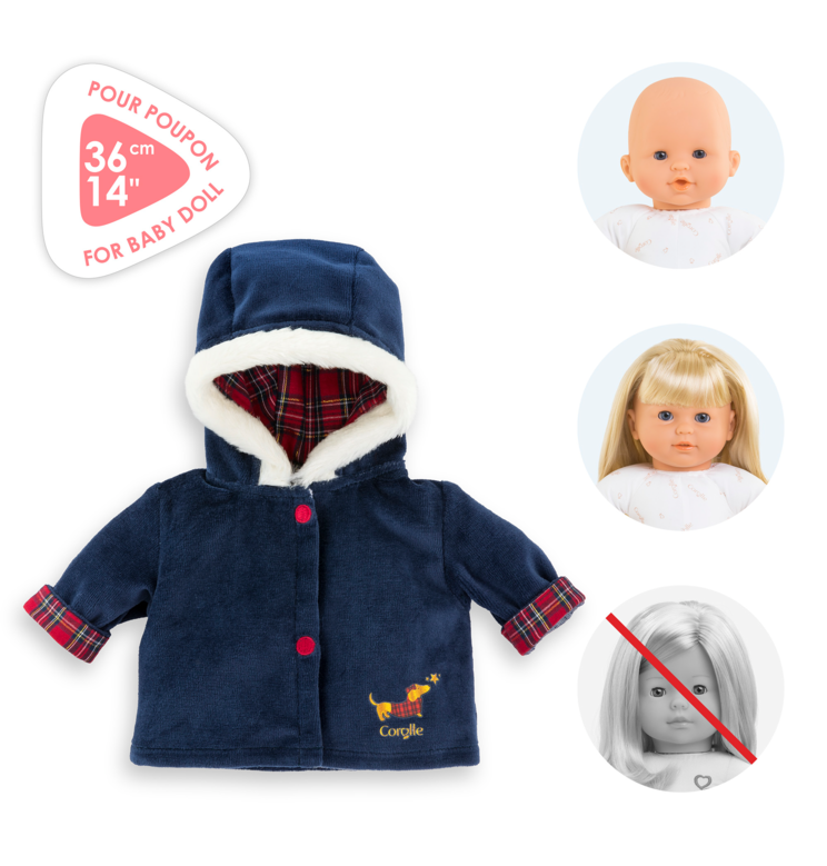 Manteau Corolle en Fêtes pour poupon 36 cm