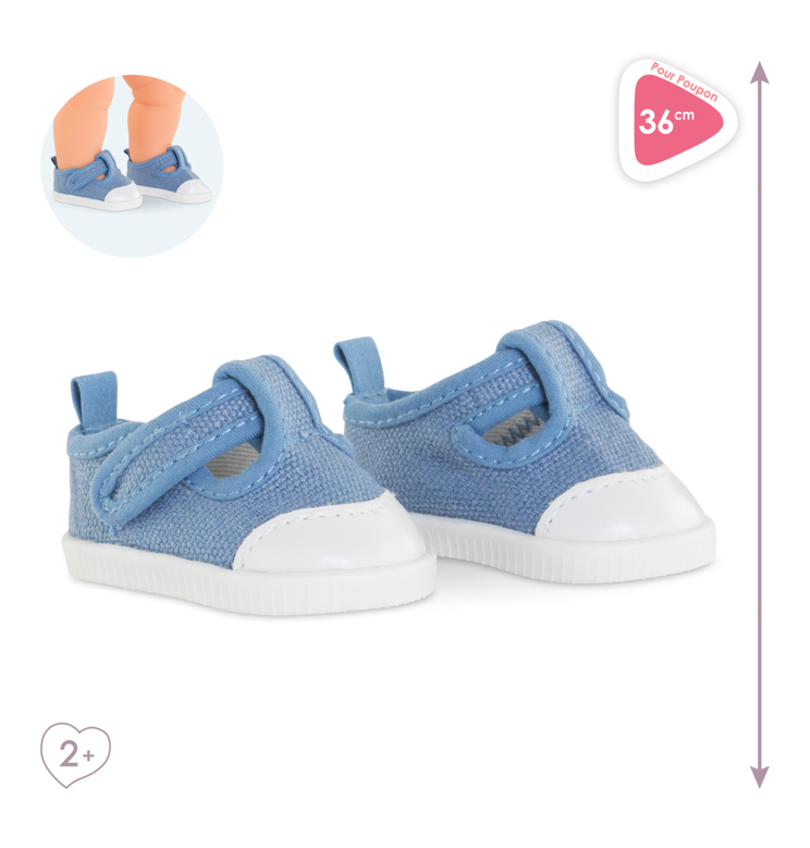 Baskets Bleues pour poupon 36 cm