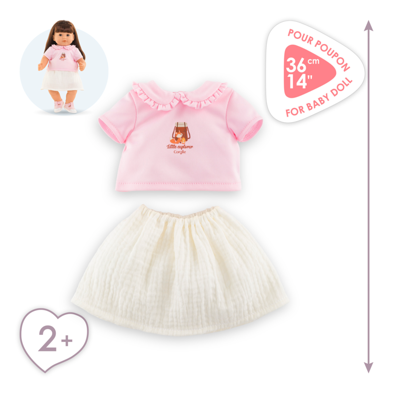 T-Shirt & Jupe Petit Explorateur pour poupon 36 cm