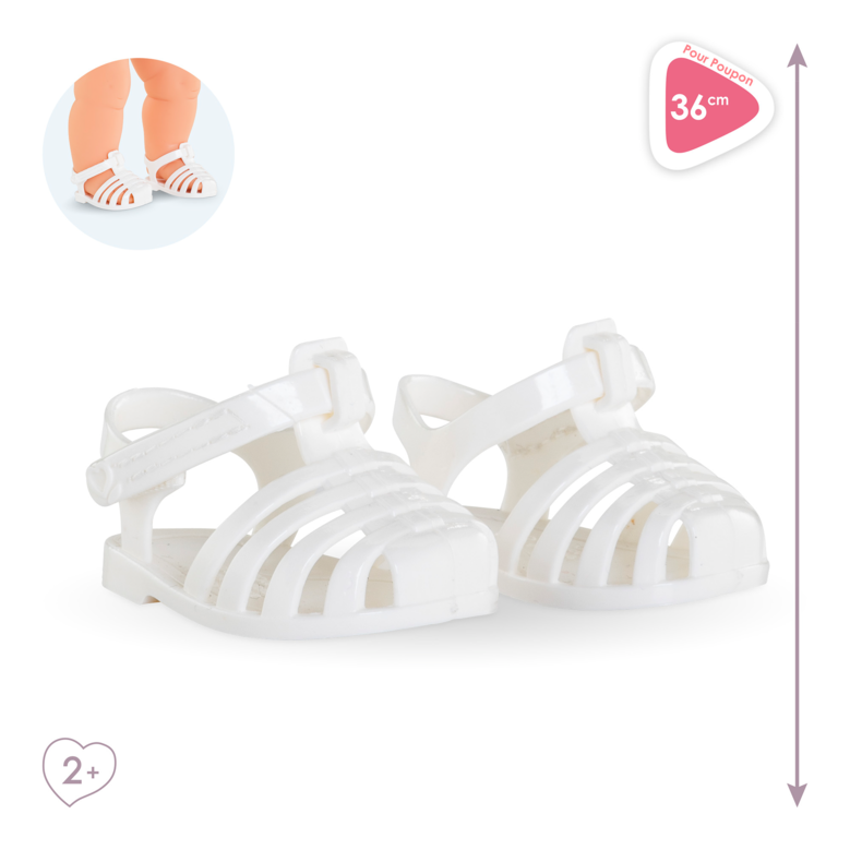 Sandales Blanches pour poupon 36 cm