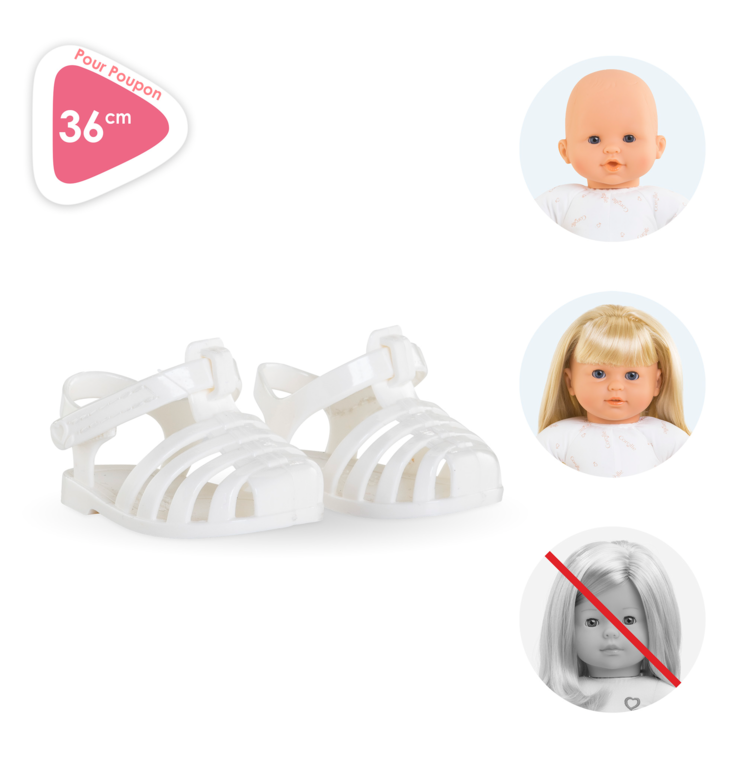Sandales Blanches pour poupon 36 cm