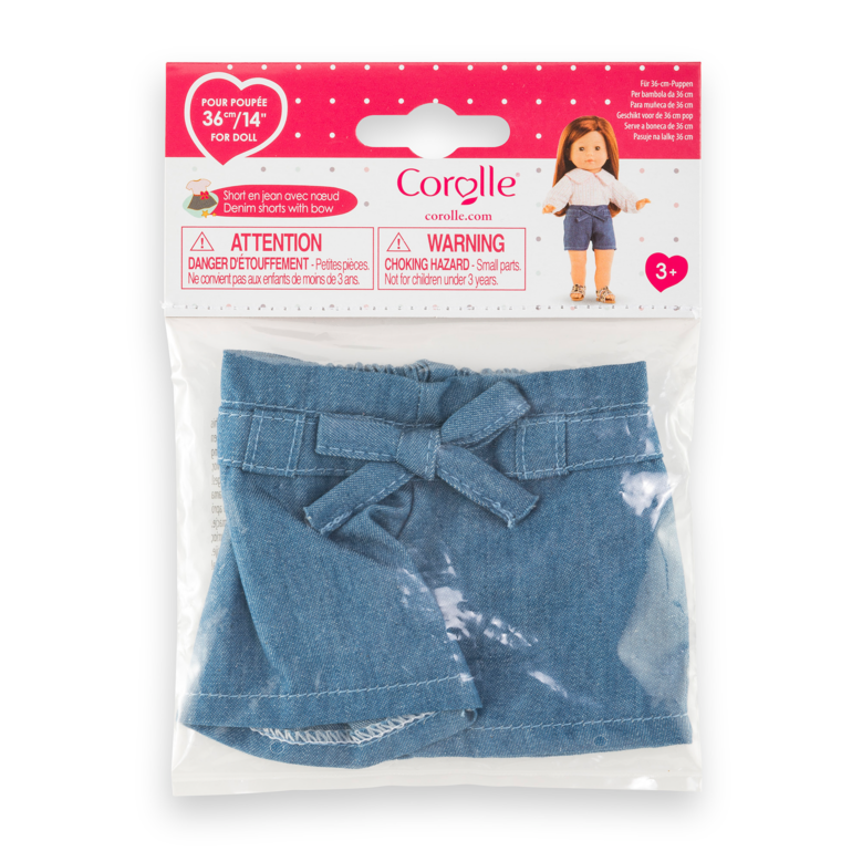 Short en Jean avec Noeud pour poupée ma Corolle
