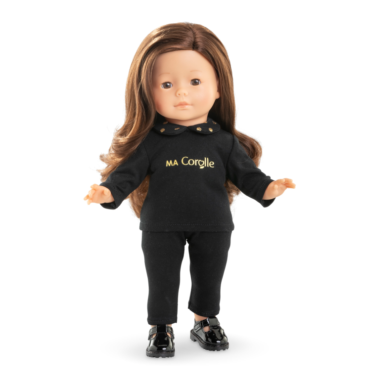 T-Shirt Noir et Or Manches Longues pour poupée ma Corolle