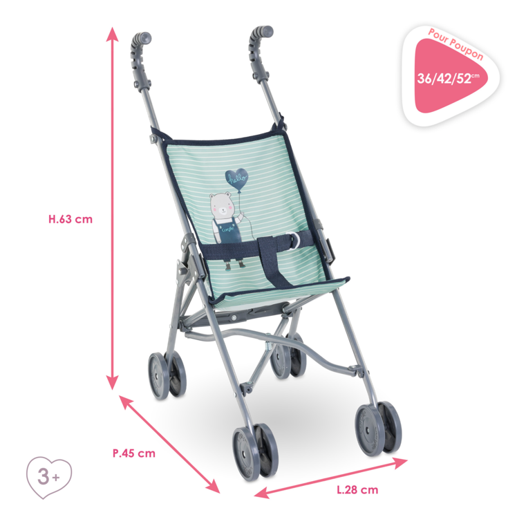 Poussette Canne Sauge pour poupon 36 42 52 cm Corolle
