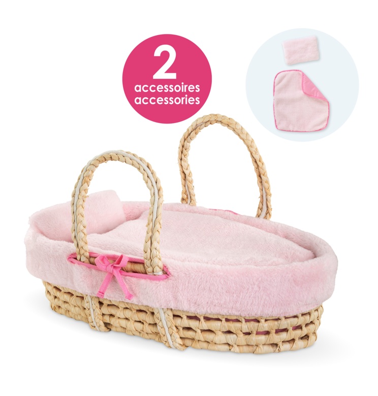 Couffin Tressé Peluche Rose et Tétines