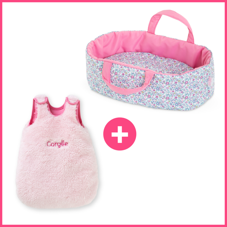 Turbulette Peluche Rose et Couffin Floral