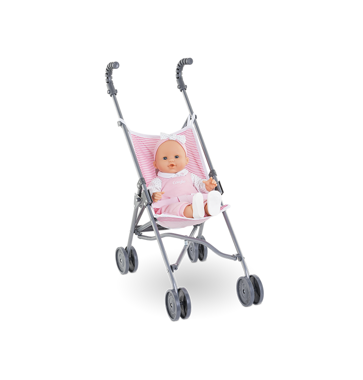 Poussette Canne Rose pour poupon 36/42/52 cm