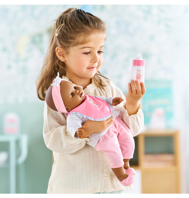 Poupon Lucie et Ensemble Bavoir & Biberon Magique