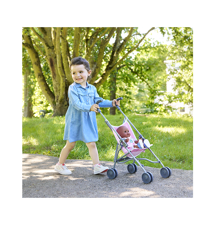 Poussette Canne Rose pour poupon 36/42/52 cm