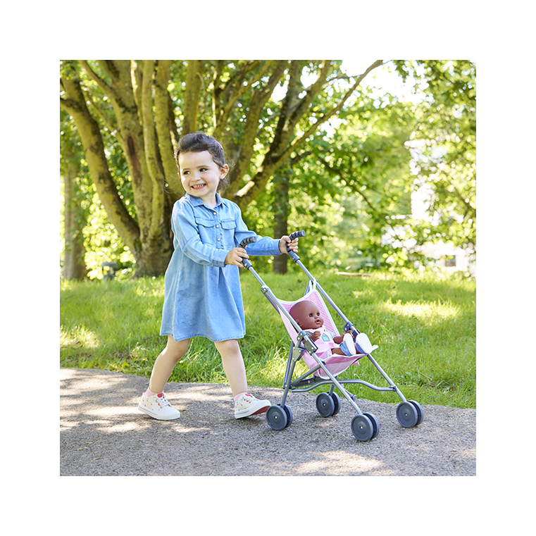 Poussette Canne Rose pour poupon 36/42/52 cm