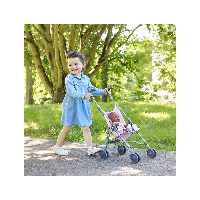 Poussette Canne Rose pour poupon 36/42/52 cm