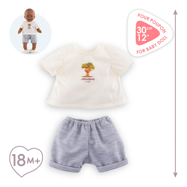 T-Shirt & Short Petit Explorateur pour poupon 30 cm