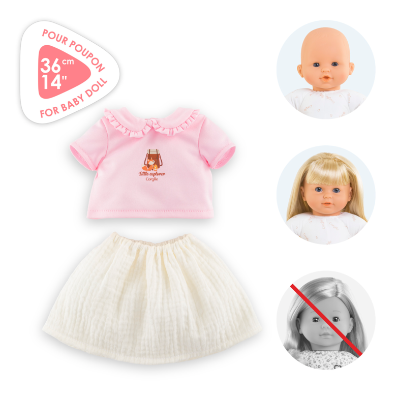 T-Shirt & Jupe Petit Explorateur pour poupon 36 cm