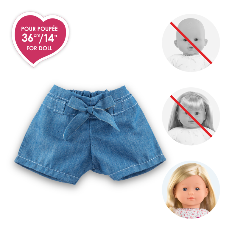 Short en Jean avec Noeud pour poupée ma Corolle