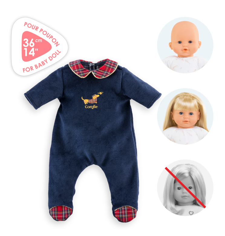 Pyjama Corolle en Fêtes pour poupon 36 cm