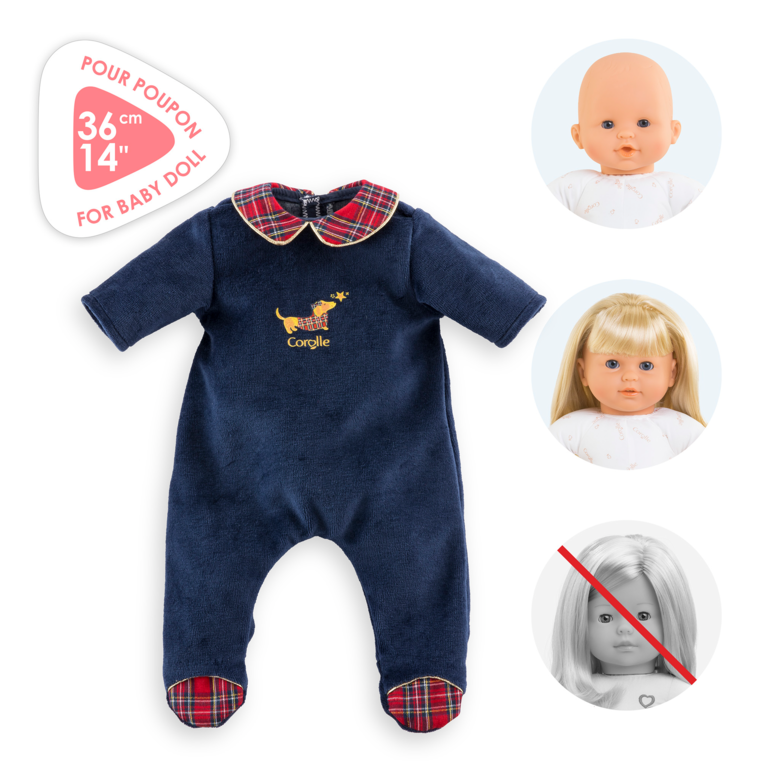 Pyjama Corolle en Fêtes pour poupon 36 cm