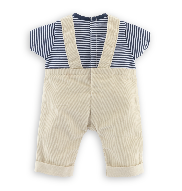 T-Shirt et Salopette Écru Bords de Loire pour poupon 36 cm