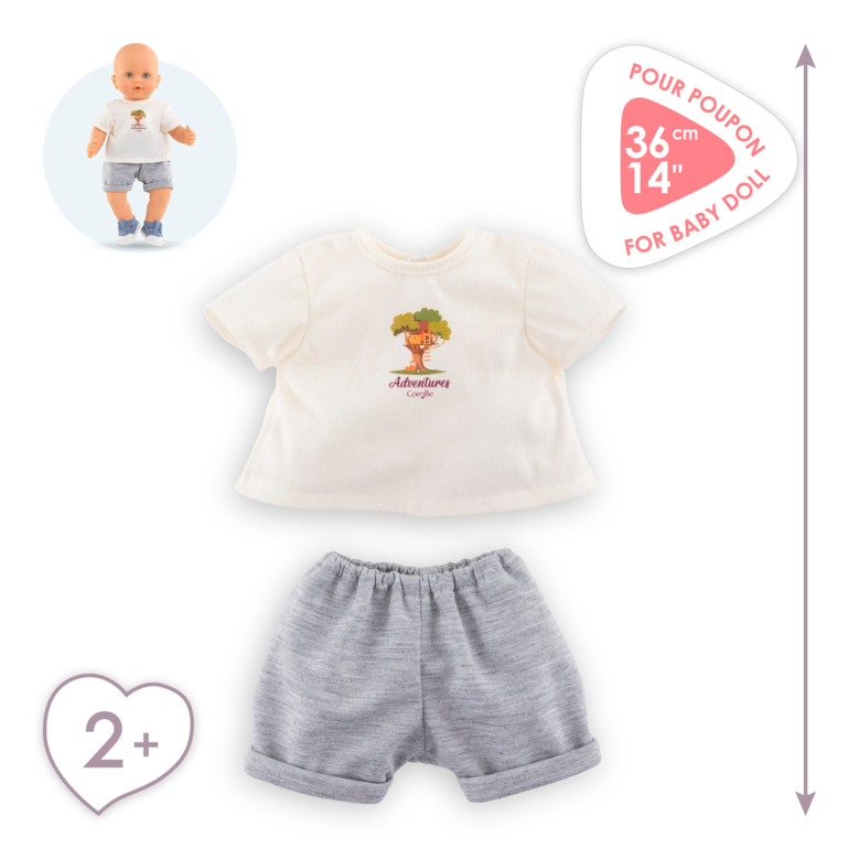 T-Shirt & Short Petit Explorateur pour poupon 36 cm