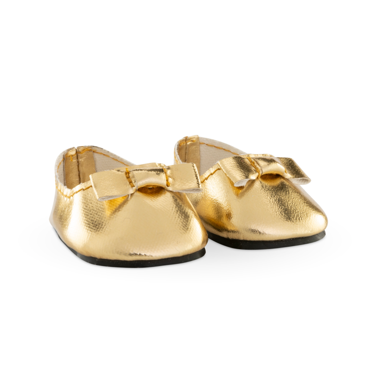 Ballerines dorées pour poupon 36 cm