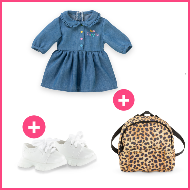 Look Robe Denim & Baskets pour poupée ma Corolle