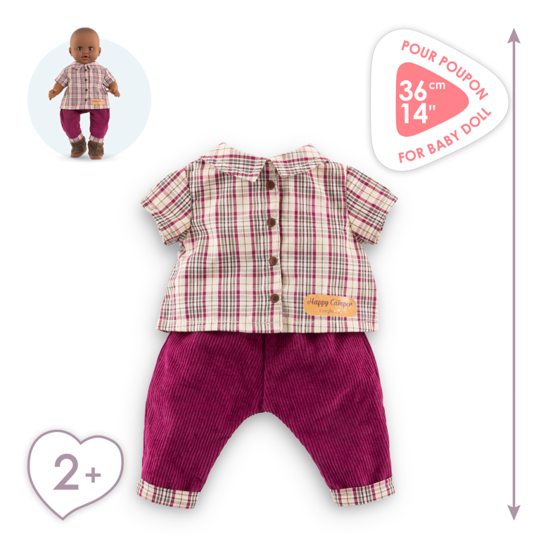 Chemise à Carreaux & Pantalon Petit Explorateur pour poupon 36 cm