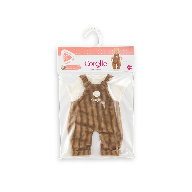 T-Shirt & Salopette Ours Petit Explorateur pour poupon 30 cm