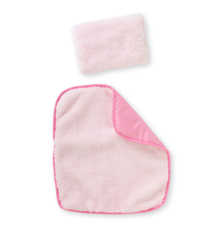 Ensemble Couffin Peluche Rose pour poupon de 36 et 42 cm