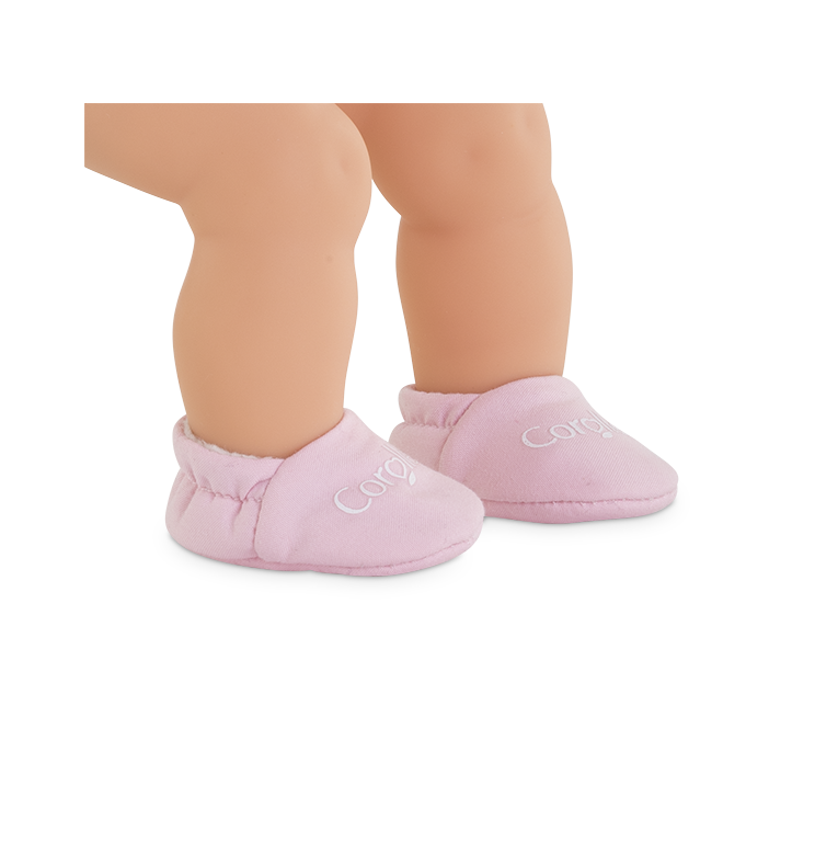 Chaussons roses pour poupon 30 cm