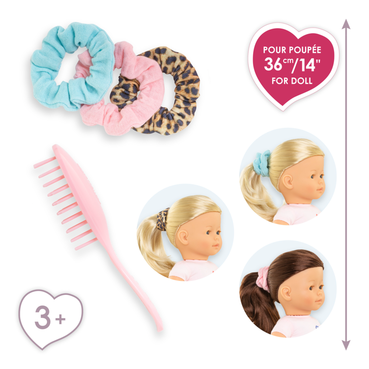 Ensemble Brosse et 3 Chouchous pour poupée ma Corolle