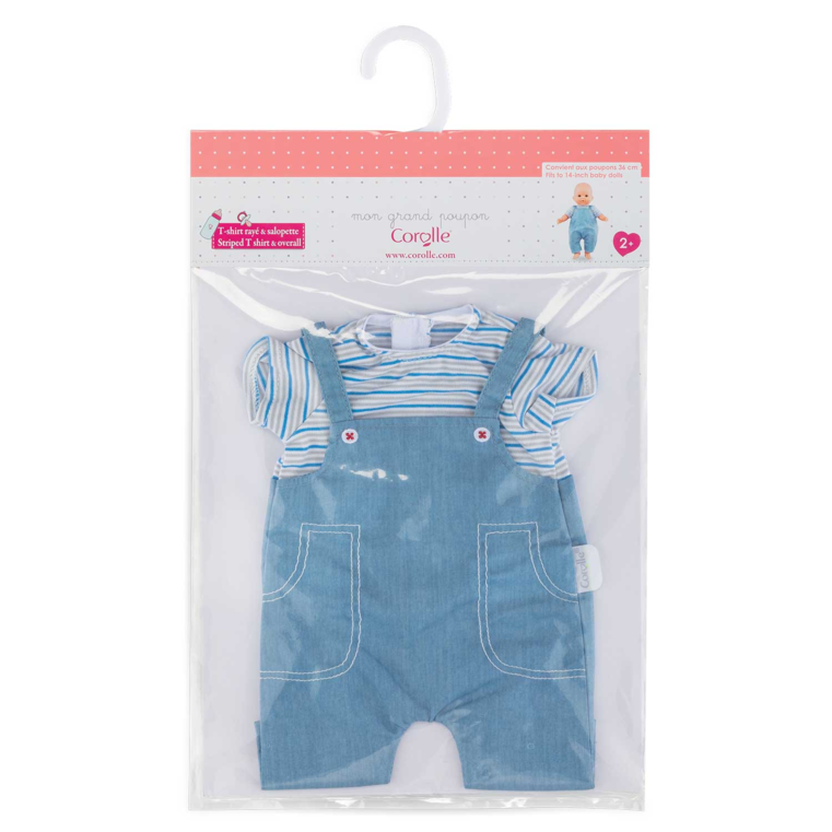 T-Shirt Rayé & Salopette pour poupon 36 cm