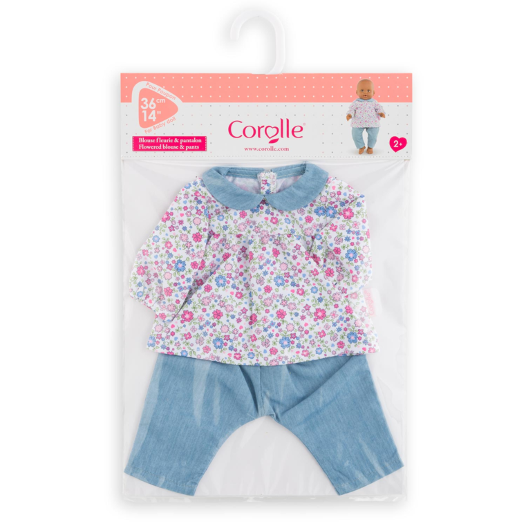 Blouse Fleurie et Pantalon pour poupon 36 cm