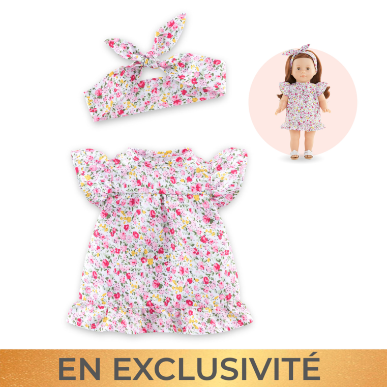 Robe Fleurie et Bandeau pour poupée ma Corolle