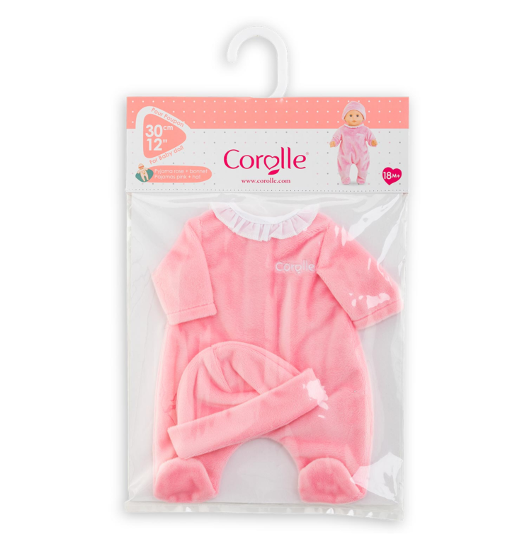 Pyjama rose et bonnet pour poupon 30 cm