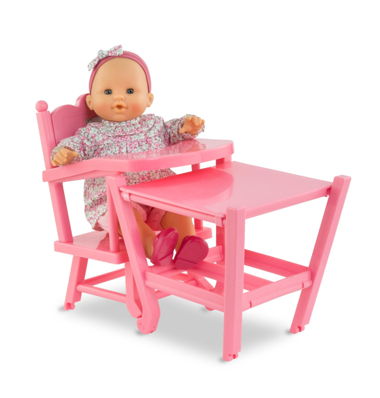 Chaise Haute Rose pour poupon 36 et 42 cm
