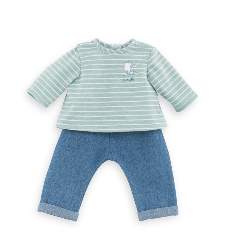 Pantalon et Marinière Bords de Loire pour poupon 36 cm