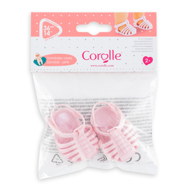 Sandales roses pour poupon 36 cm