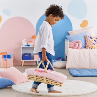 Ensemble Couffin Peluche Rose pour poupon de 36 et 42 cm