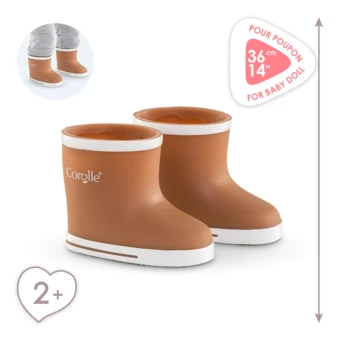 Bottes de Pluie Marron pour poupon 36 cm