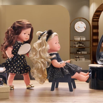 Petite Robe Noire - Pois Or pour poupée ma Corolle