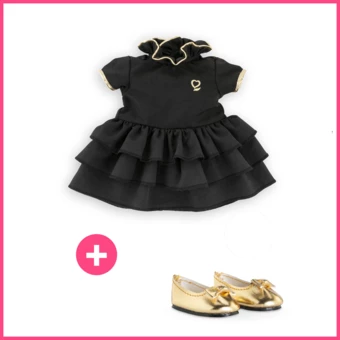 Look Robe Noire & Ballerines pour poupée ma Corolle