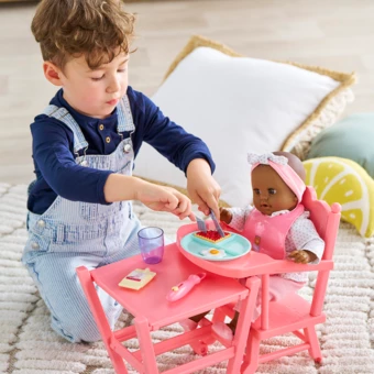 Chaise Haute Rose pour poupon 36 et 42 cm