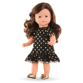Petite Robe Noire - Pois Or pour poupée ma Corolle