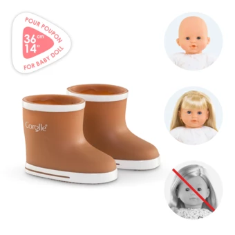 Bottes de Pluie Marron pour poupon 36 cm